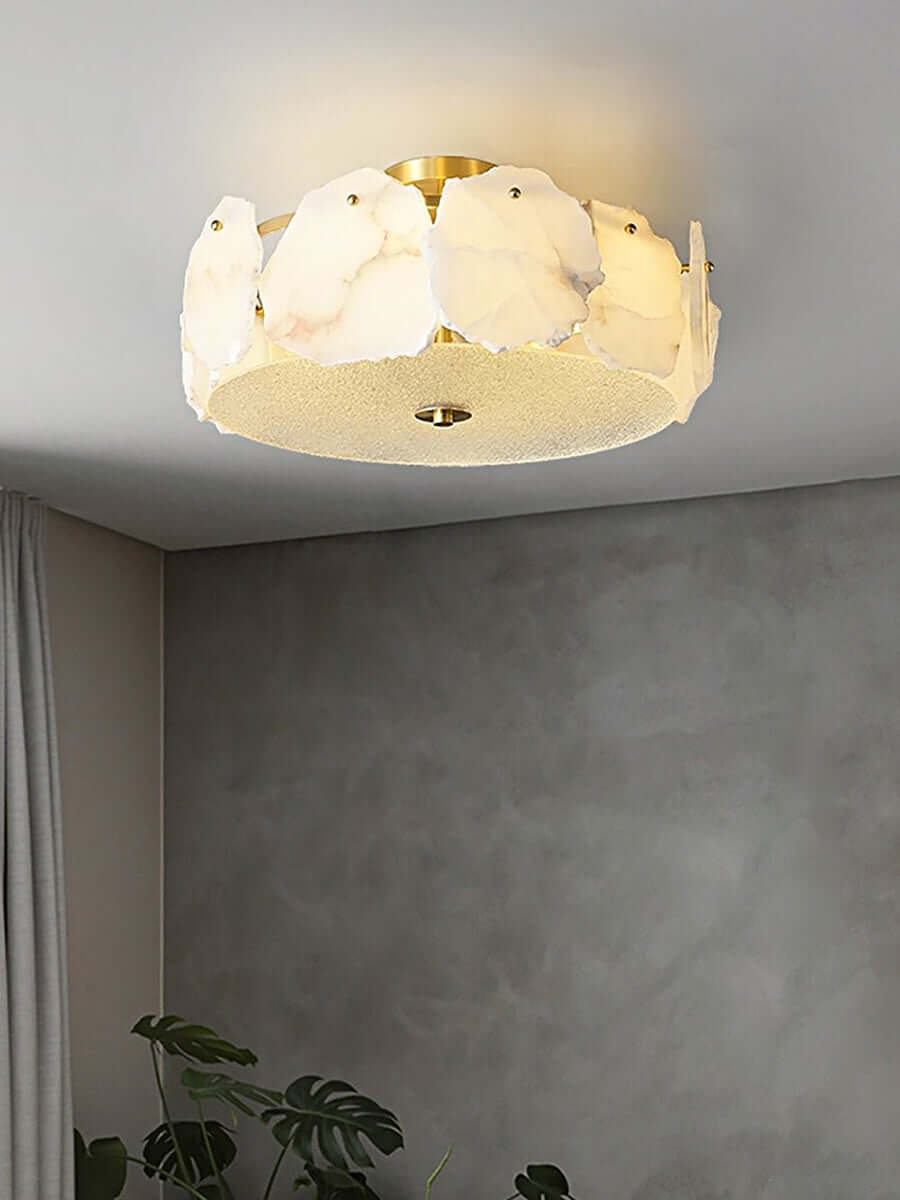 Xelora Ceiling Light | Alabaster Flush Mount for Bedrooms & More