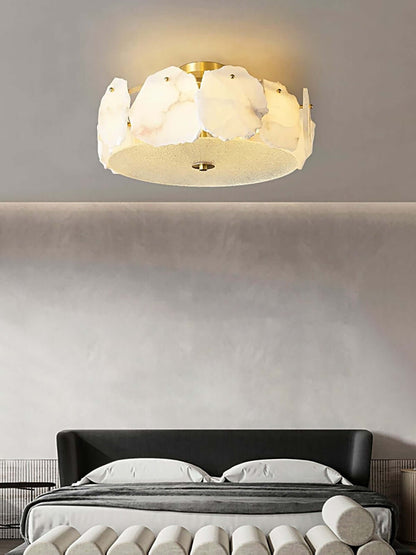 Xelora Ceiling Light | Alabaster Flush Mount for Bedrooms & More
