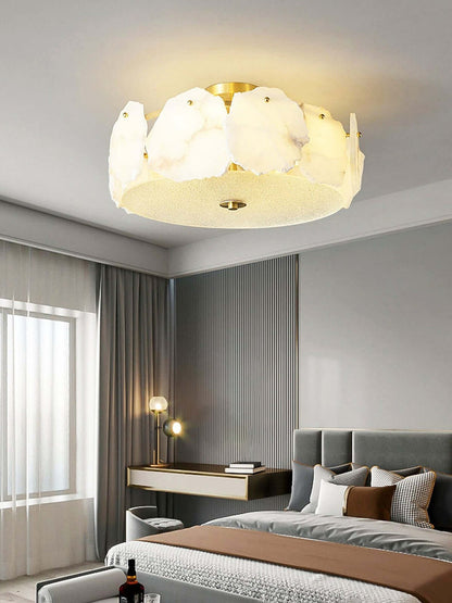 Xelora Ceiling Light | Alabaster Flush Mount for Bedrooms & More
