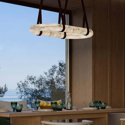 Zalonix Chandelier – Alabaster Retro Chandelier for Dining Room