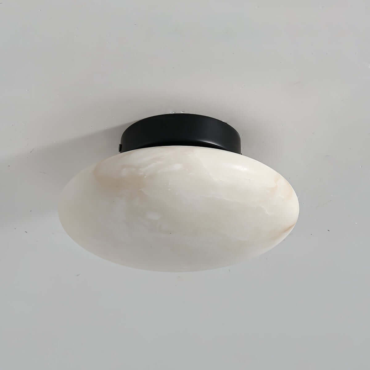 Zarion Ceiling Light | Alabaster Flush Mount & Small Brass Fixture