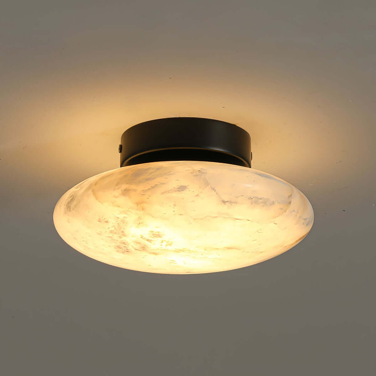 Zarion Ceiling Light | Alabaster Flush Mount & Small Brass Fixture