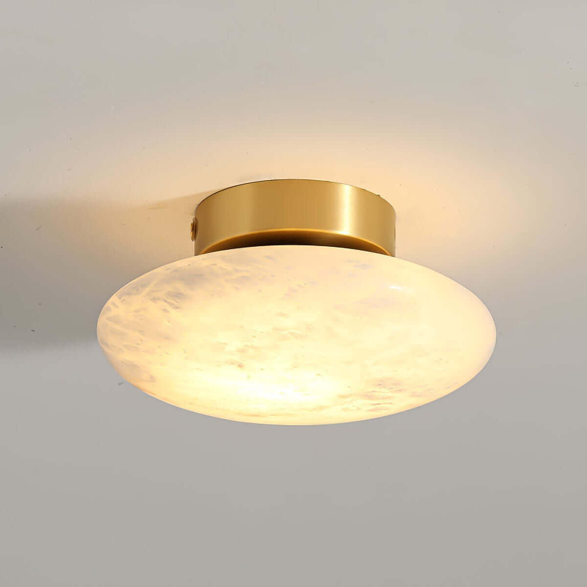 Zarion Ceiling Light | Alabaster Flush Mount & Small Brass Fixture