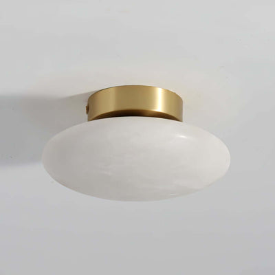 Zarion Ceiling Light | Alabaster Flush Mount & Small Brass Fixture