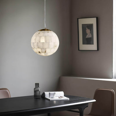 Zarqe Alabaster Pendant Light, Spherical Design, Perfect for Kitchen Table or Modern Decor, Dia 28cm or 35cm