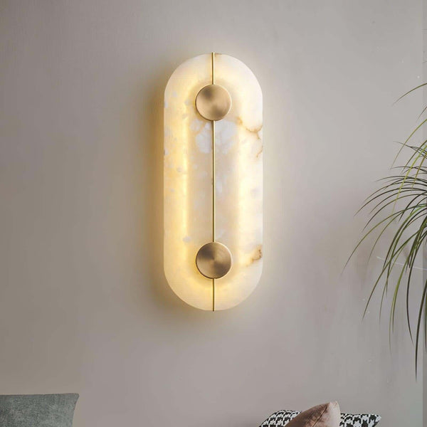Zaytro Wall Sconce – Alabaster Wall Sconce, Modern Brass Style