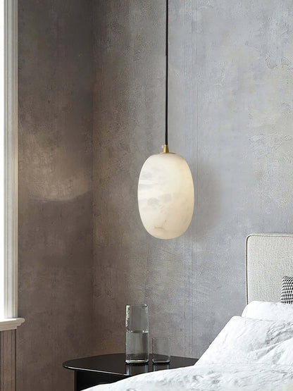 Zelino Pendant Light with alabaster shade, perfect for kitchen island or MCM decor, measuring Dia 10cm x H 15cm.