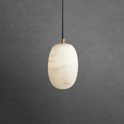 Zelino Pendant Light, an alabaster pendant lamp ideal for kitchen island lighting, featuring a modern MCM design.
