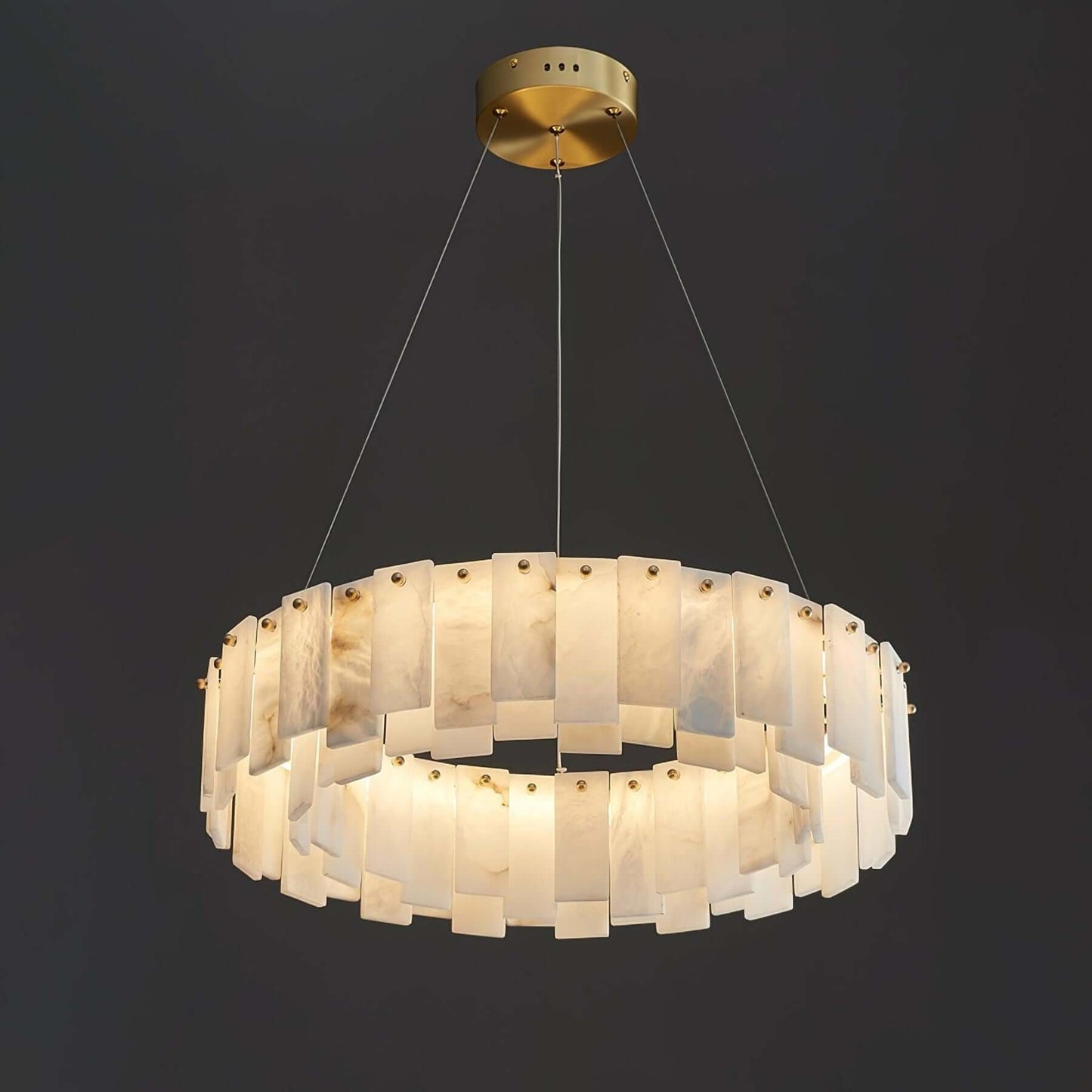 Zemora alabaster chandelier, round design, mid century modern lighting, elegant and stylish ceiling fixture.