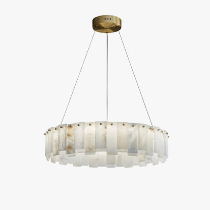 Zemora chandelier featuring alabaster design and gold accents, ideal for mid century modern interiors.