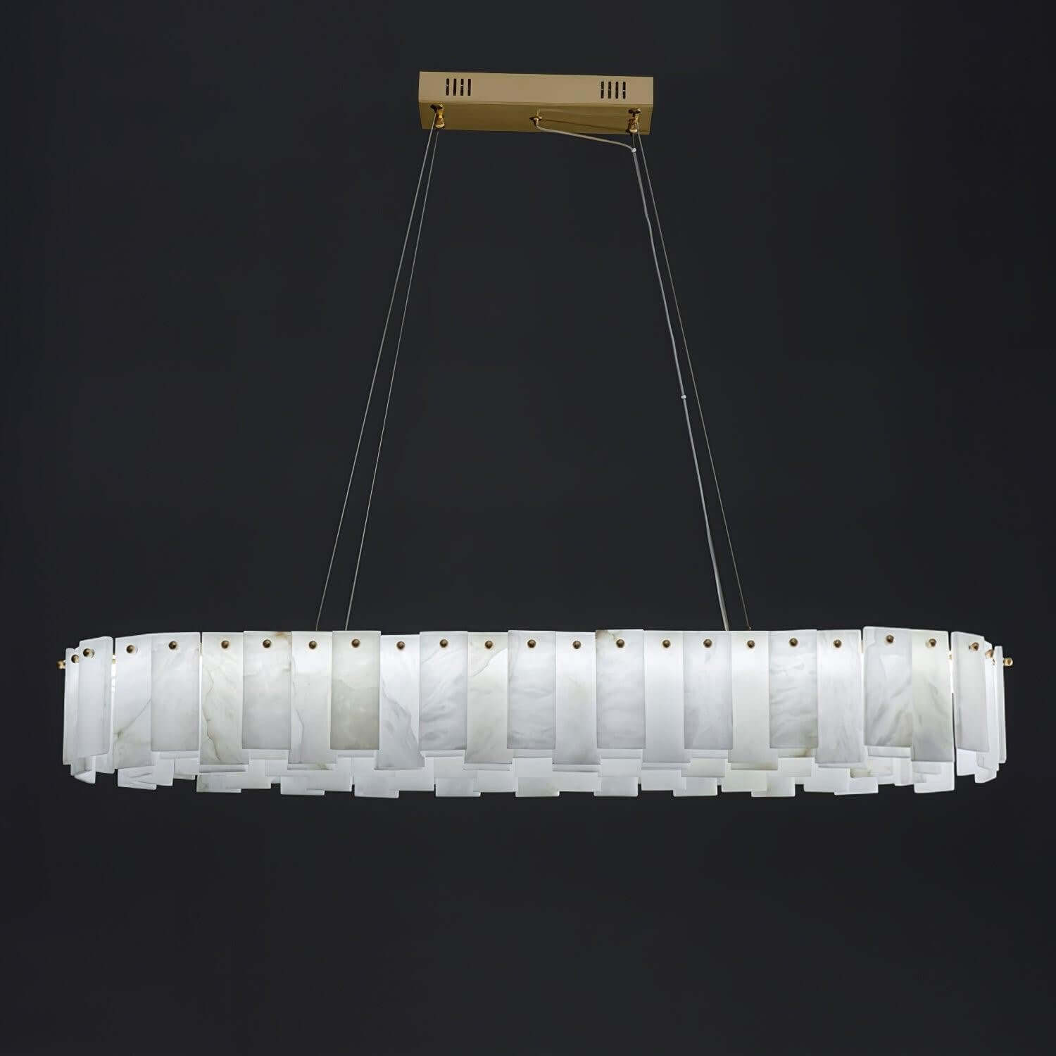 Zemora alabaster chandelier, mid-century modern round lighting, showcasing an elegant design and sleek finish.