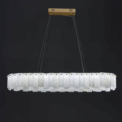 Zemora alabaster chandelier, mid-century modern round lighting, showcasing an elegant design and sleek finish.