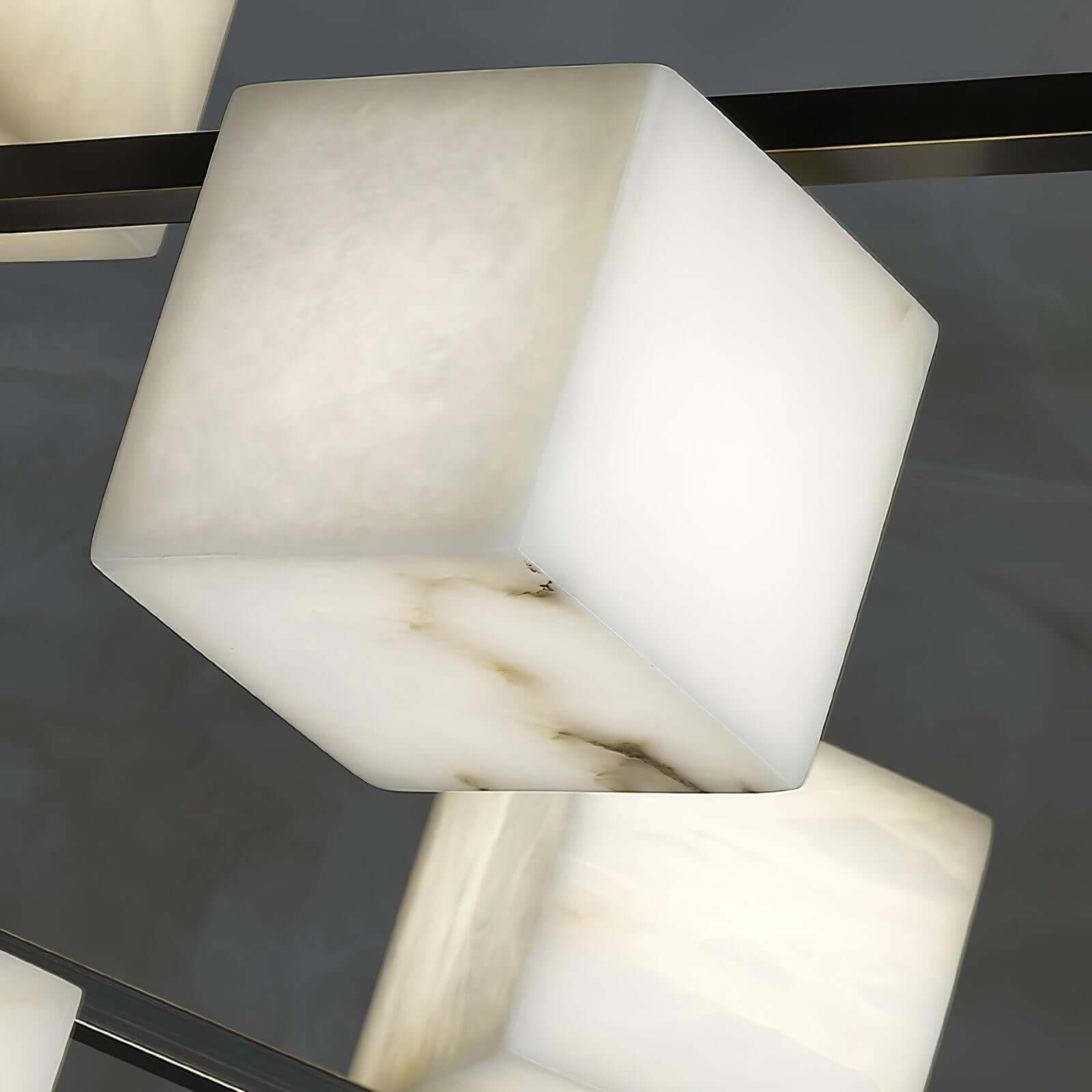 Zomir Alabaster Chandelier | Square Brass Dining Light