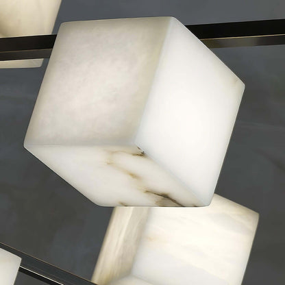 Zomir Alabaster Chandelier | Square Brass Dining Light