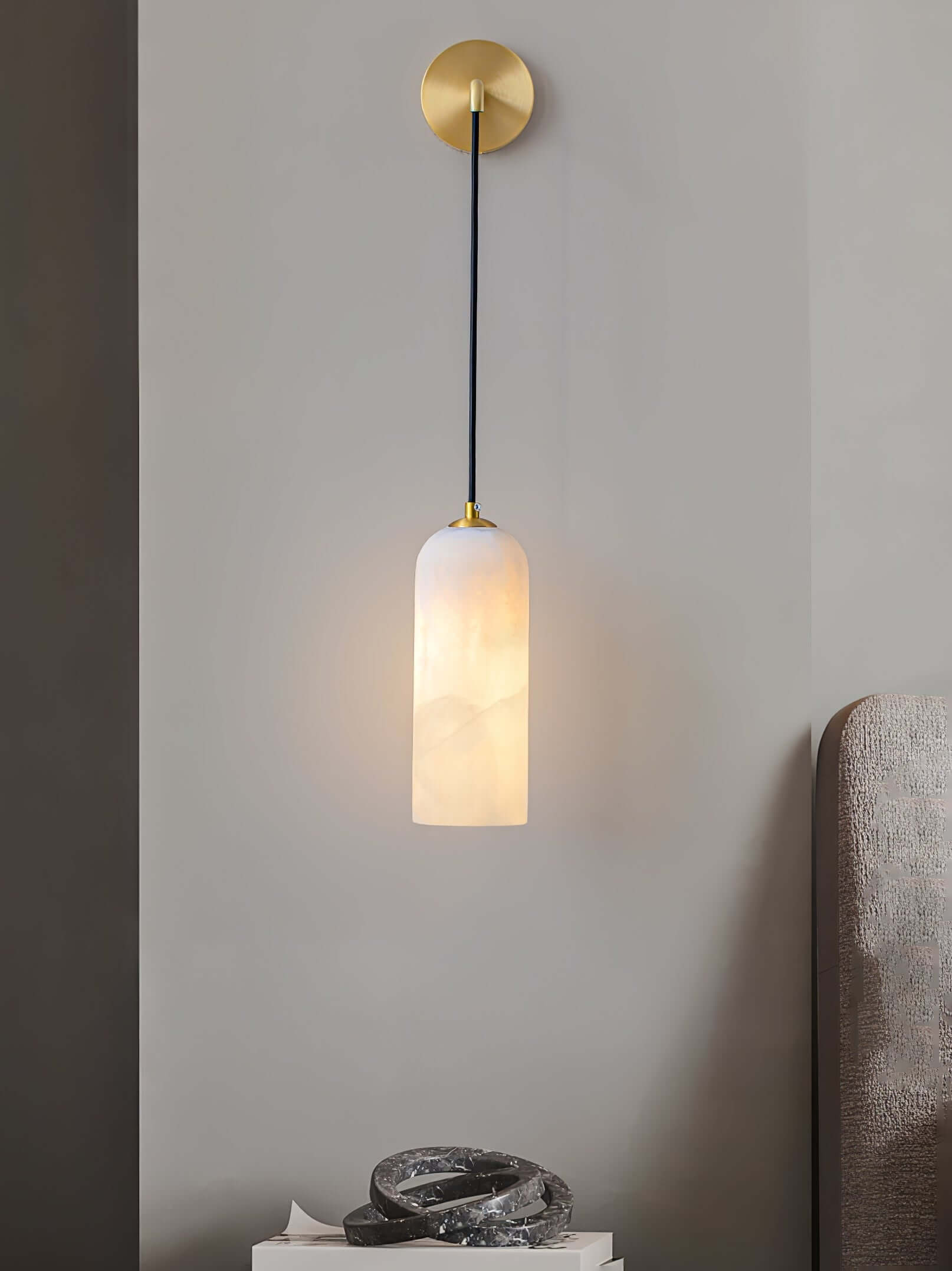 Zoryn Wall Sconce – Alabaster Wall Sconce Brass Light Fixture