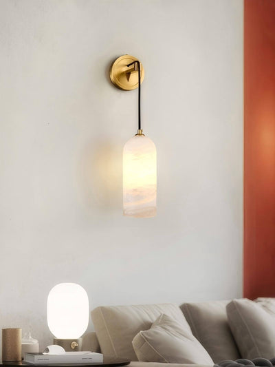 Zoryn Wall Sconce – Alabaster Wall Sconce Brass Light Fixture