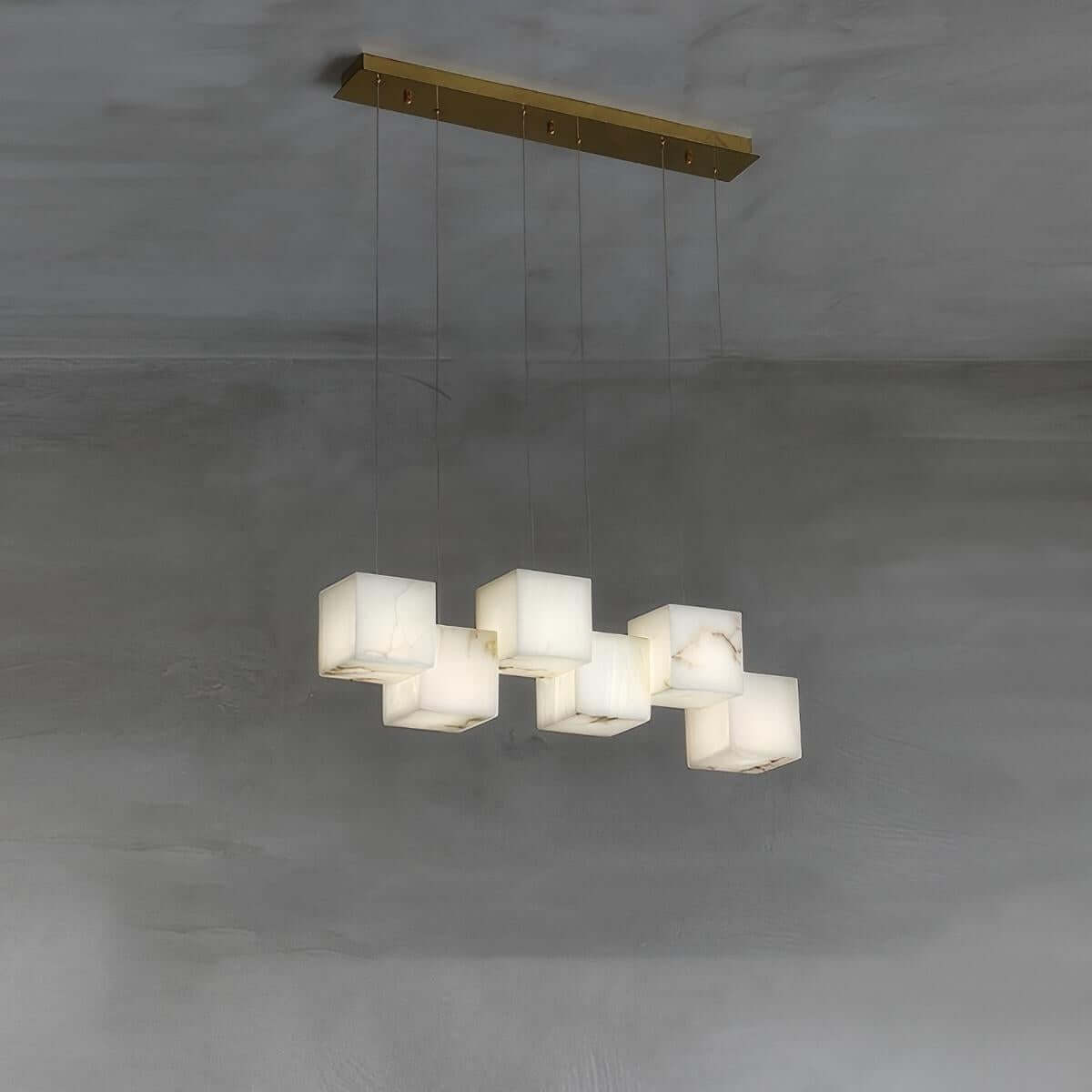 Zovrix Alabaster Chandelier – Long Great Room Lighting