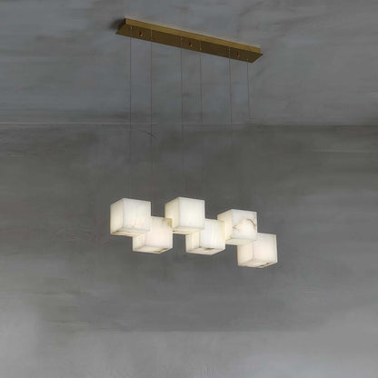 Zovrix Alabaster Chandelier – Long Great Room Lighting