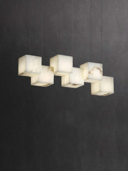 Zovrix Alabaster Chandelier – Long Great Room Lighting