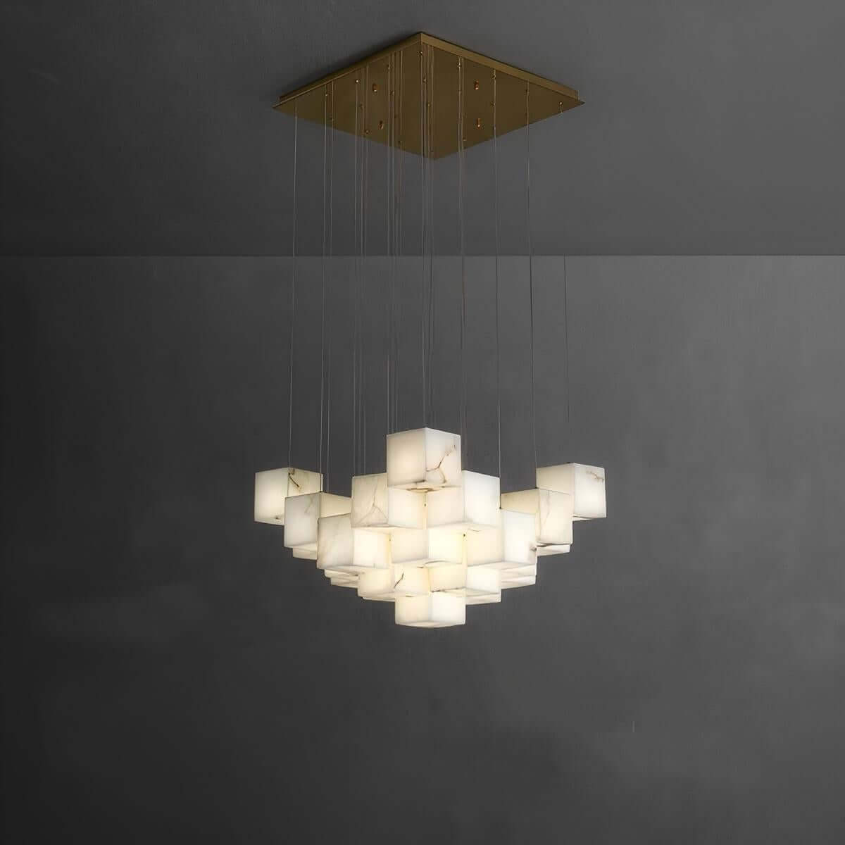 Zovrix Alabaster Chandelier – Long Great Room Lighting