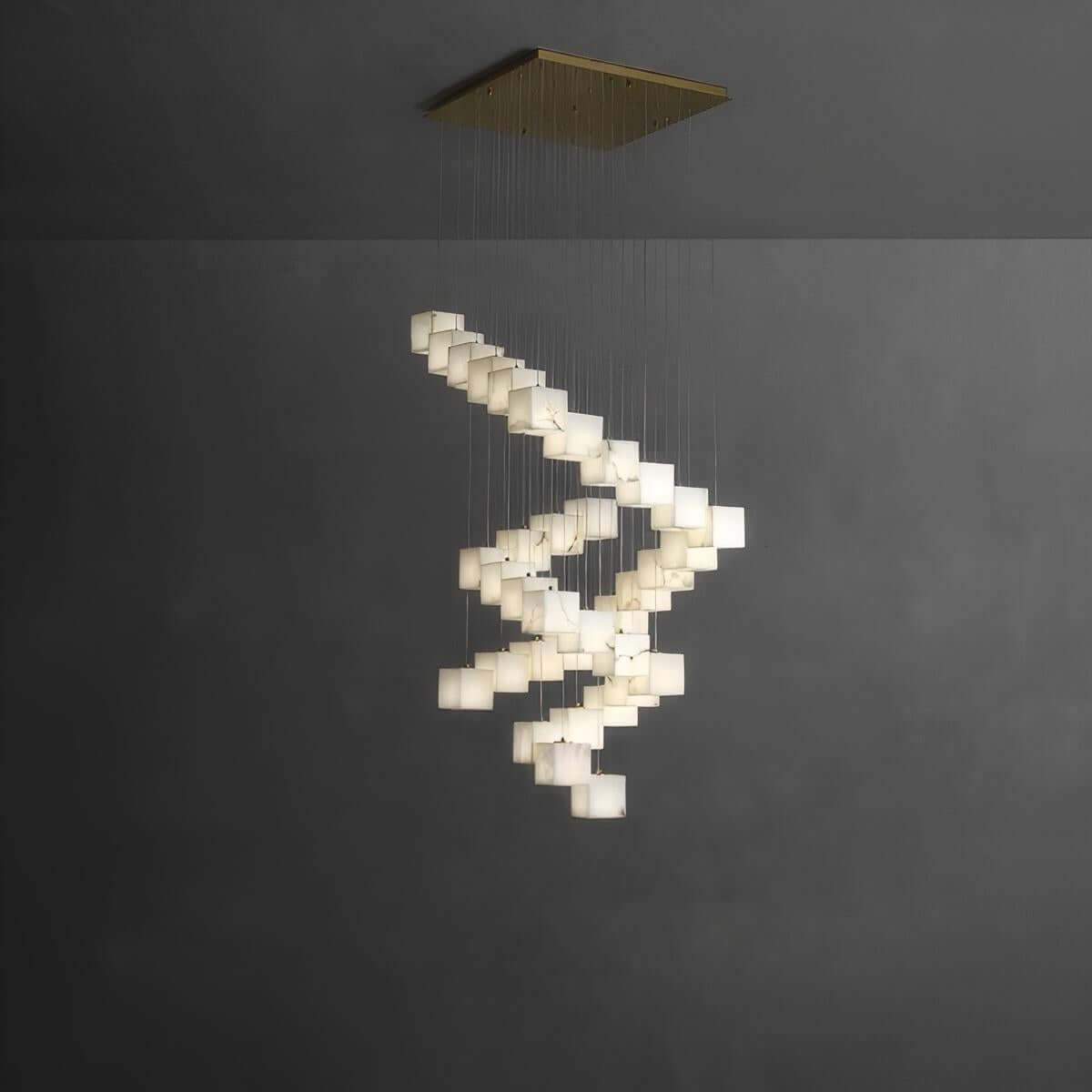 Zovrix Alabaster Chandelier – Long Great Room Lighting