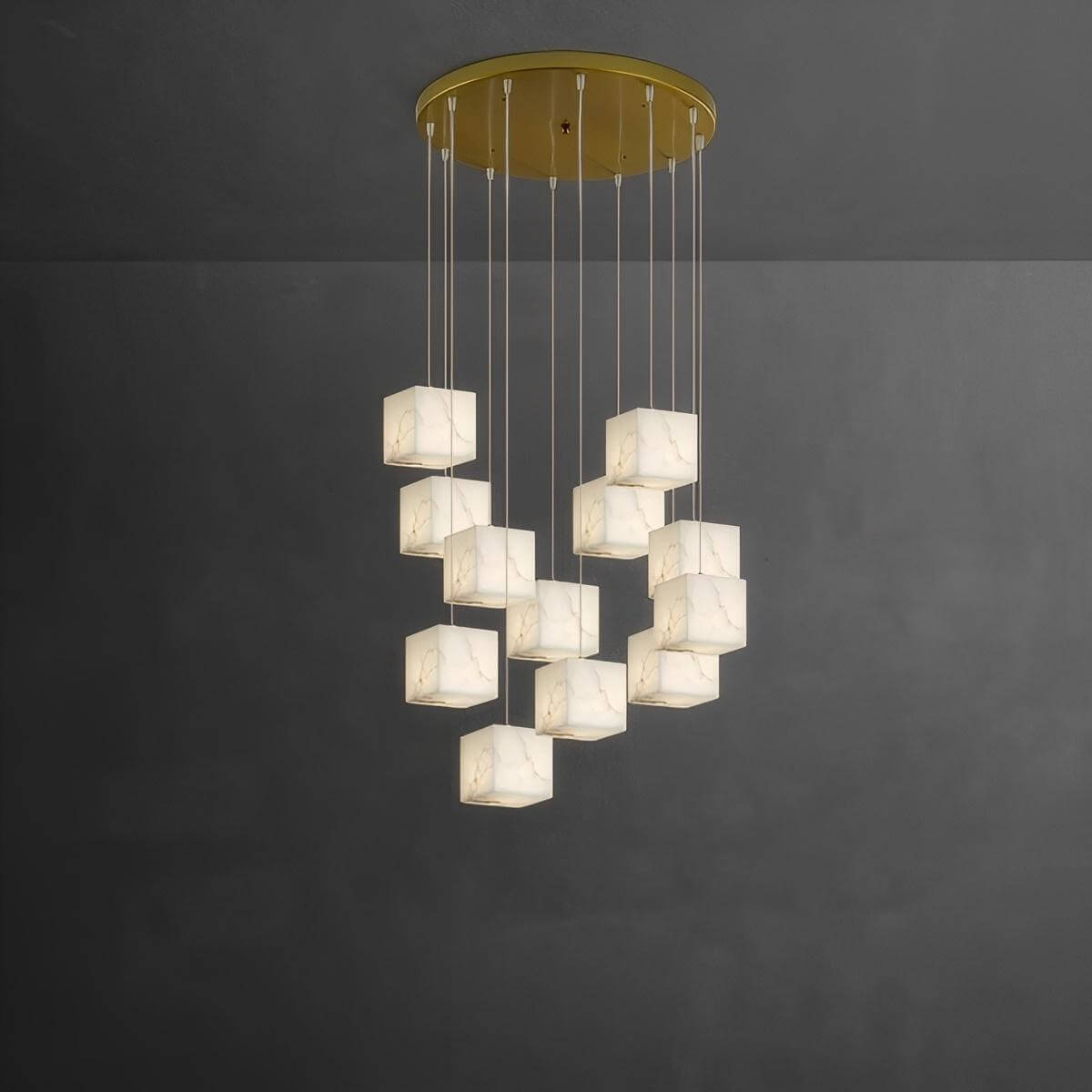 Zovrix Alabaster Chandelier – Long Great Room Lighting