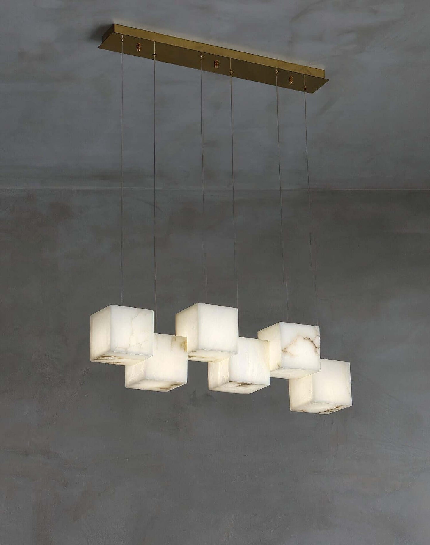 Zovrix Alabaster Chandelier – Long Great Room Lighting