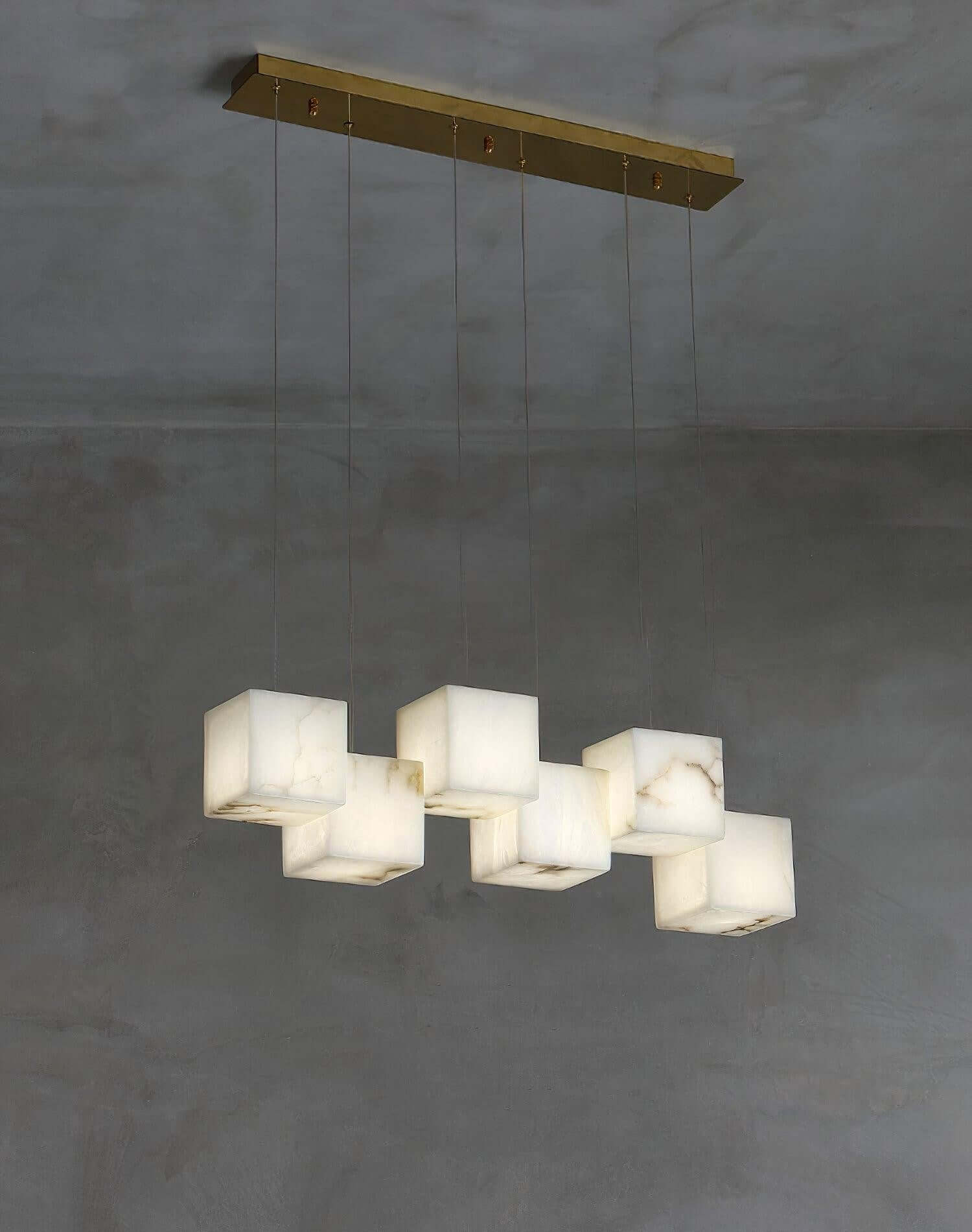 Zovrix Alabaster Chandelier – Long Great Room Lighting