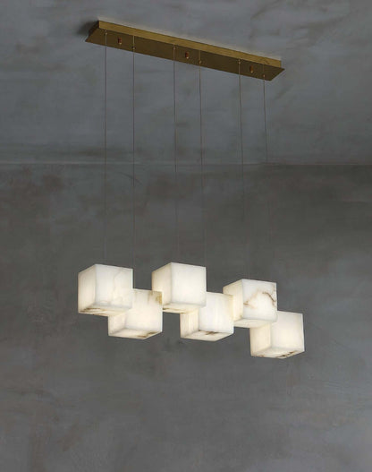 Zovrix Alabaster Chandelier – Long Great Room Lighting