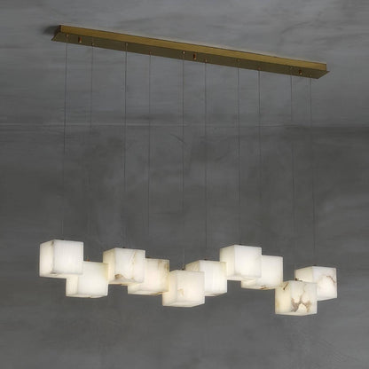 Zovrix Alabaster Chandelier – Long Great Room Lighting