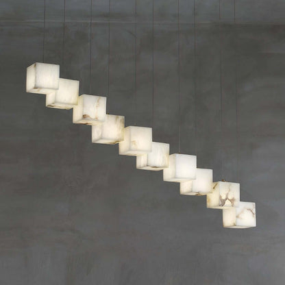 Zovrix Alabaster Chandelier – Long Great Room Lighting