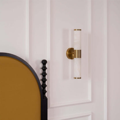 Zylet Wall Sconce – Alabaster Wall Sconce with Brass Finish