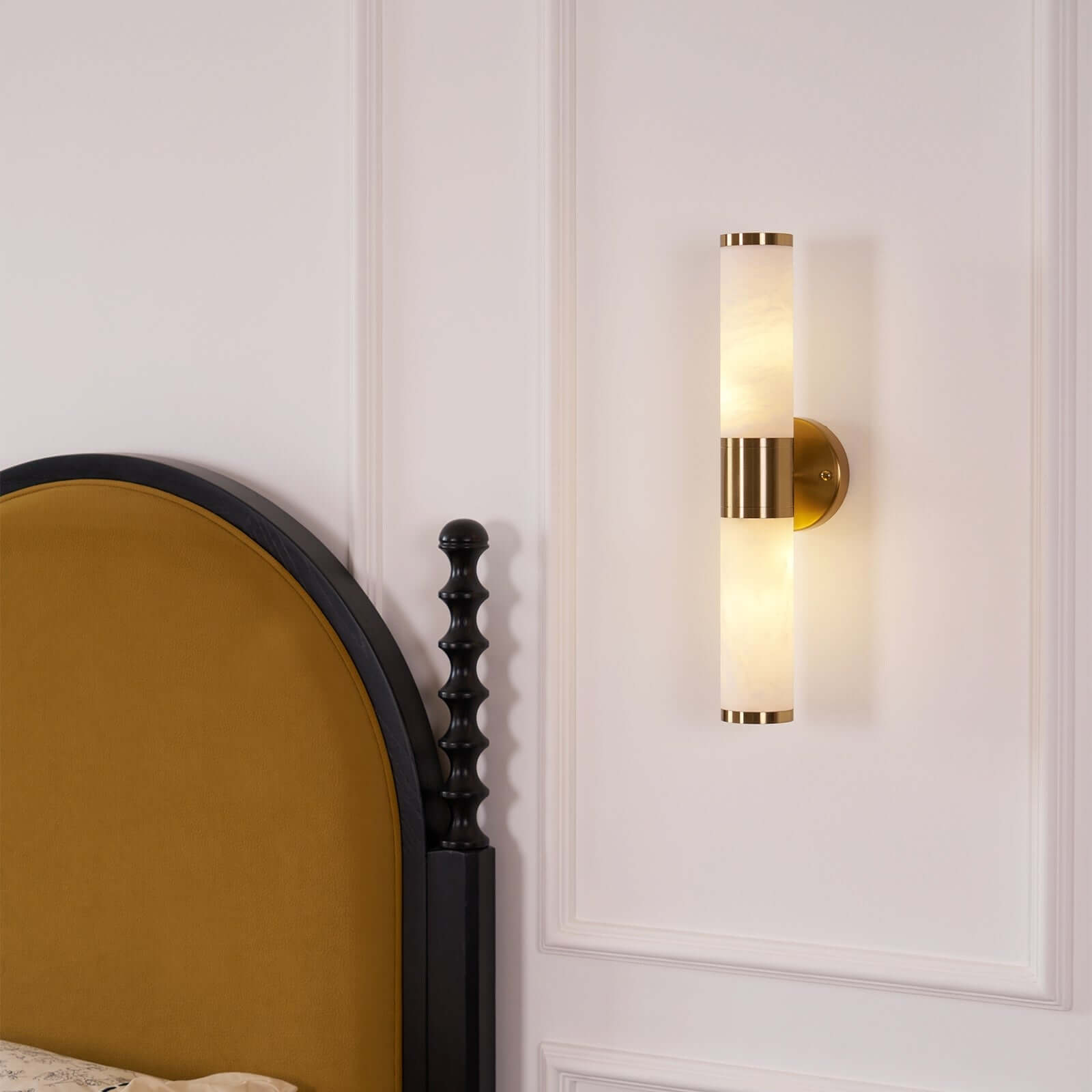 Zylet Wall Sconce – Alabaster Wall Sconce with Brass Finish