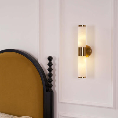 Zylet Wall Sconce – Alabaster Wall Sconce with Brass Finish
