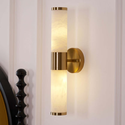 Zylet Wall Sconce – Alabaster Wall Sconce with Brass Finish