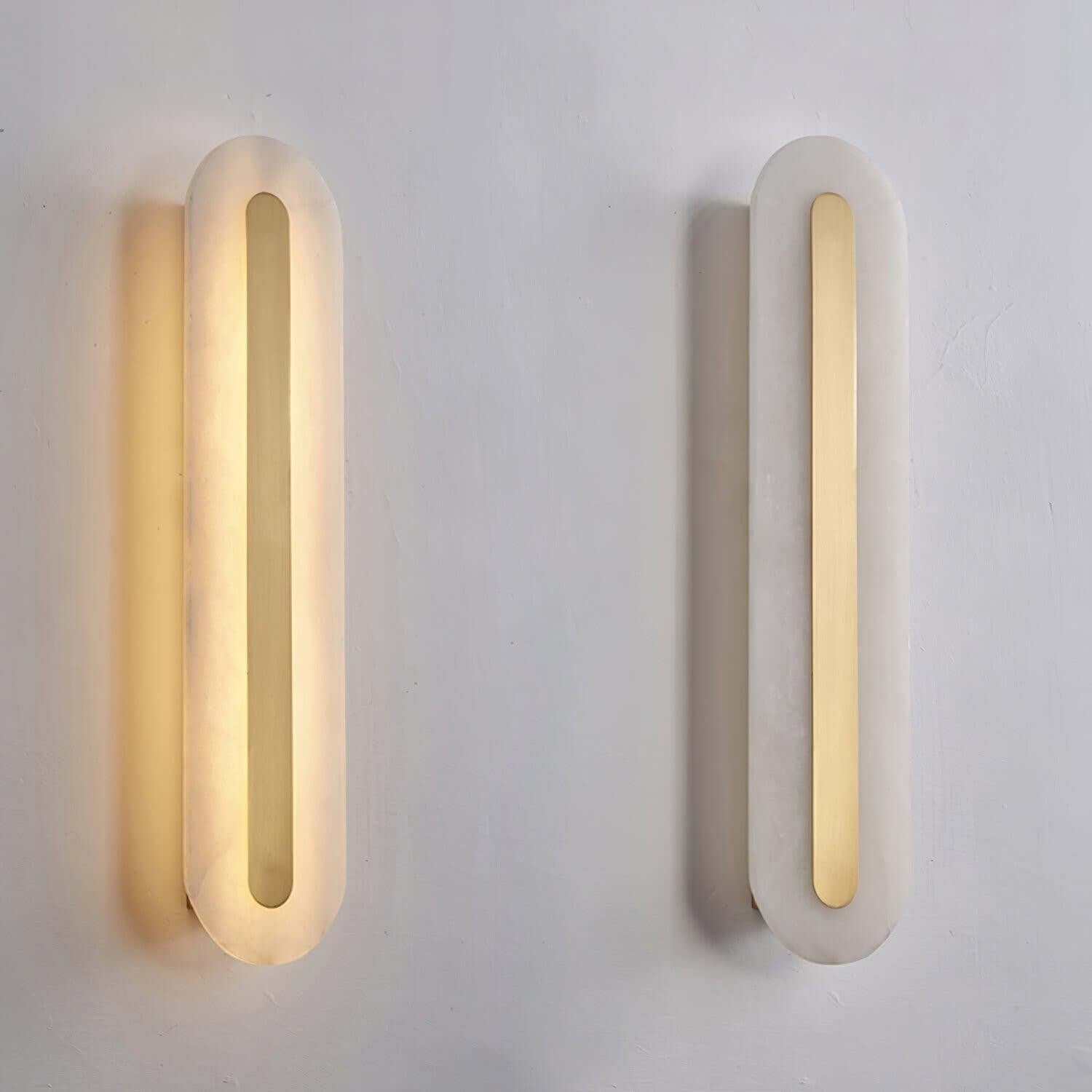 Zymera Alabaster Wall Sconce with Brass Accent Light | Rossolighting
