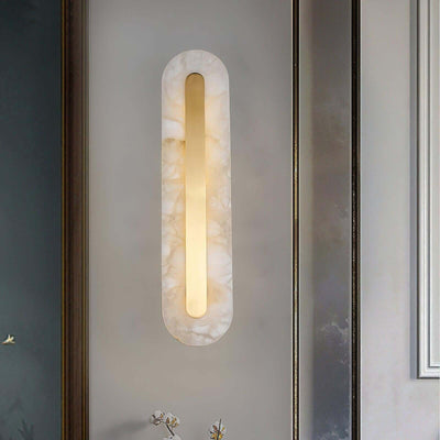Zymera Alabaster Wall Sconce with Brass Accent Light | Rossolighting