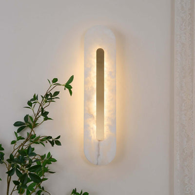 Zymera Alabaster Wall Sconce with Brass Accent Light | Rossolighting