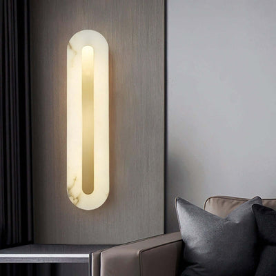 Zymera Alabaster Wall Sconce with Brass Accent Light | Rossolighting