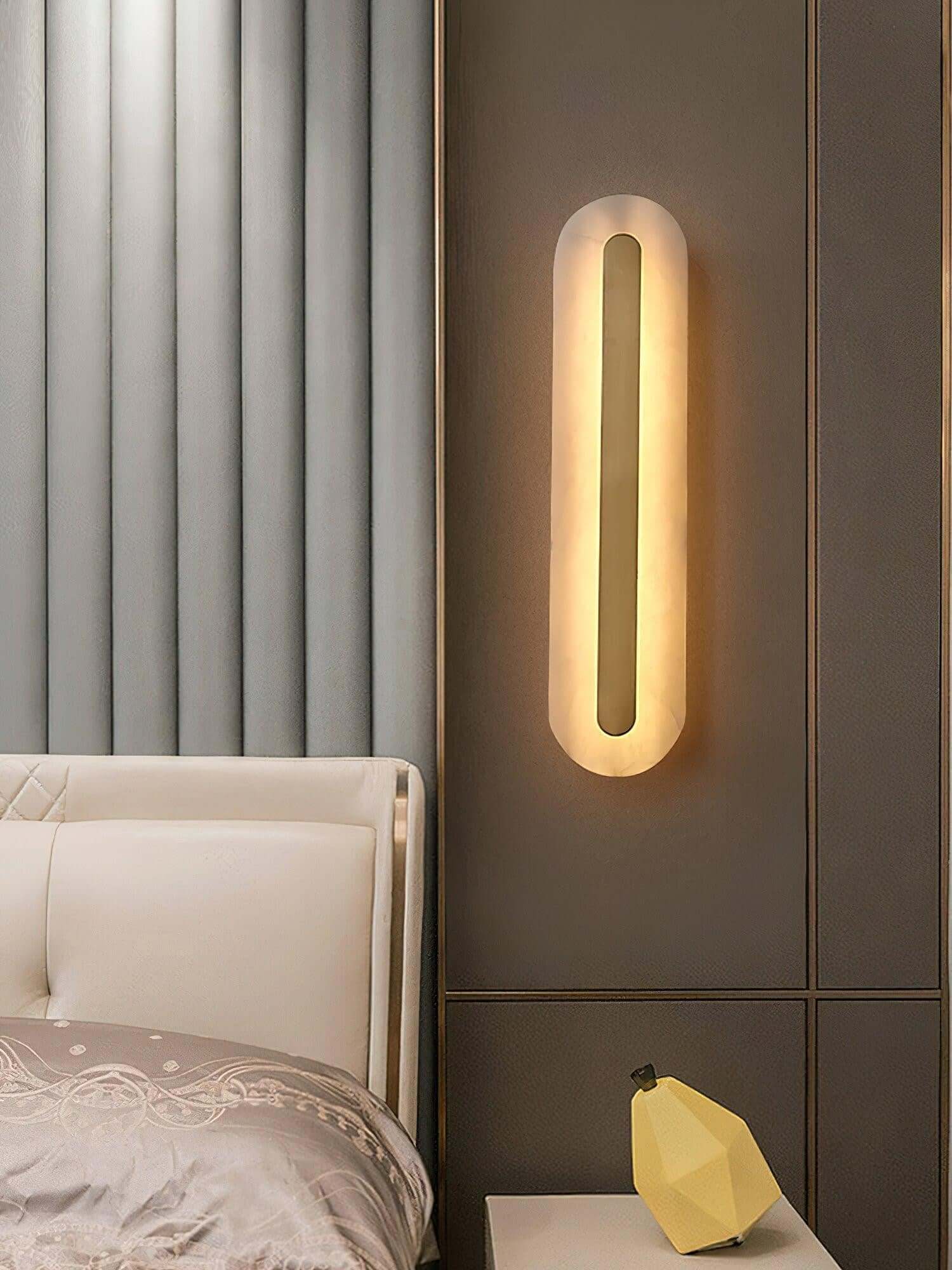 Zymera Alabaster Wall Sconce with Brass Accent Light | Rossolighting