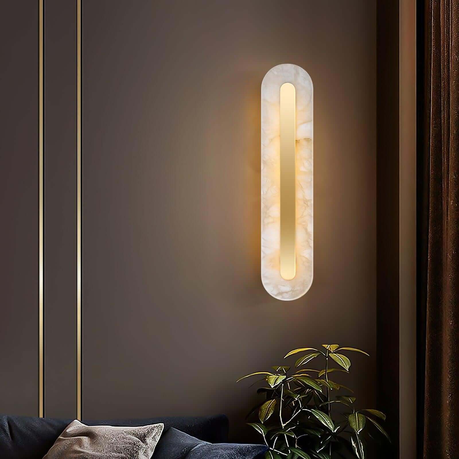 Zymera Alabaster Wall Sconce with Brass Accent Light | Rossolighting