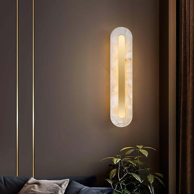 Zymera Alabaster Wall Sconce with Brass Accent Light | Rossolighting