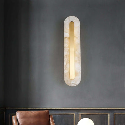 Zymera Alabaster Wall Sconce with Brass Accent Light | Rossolighting