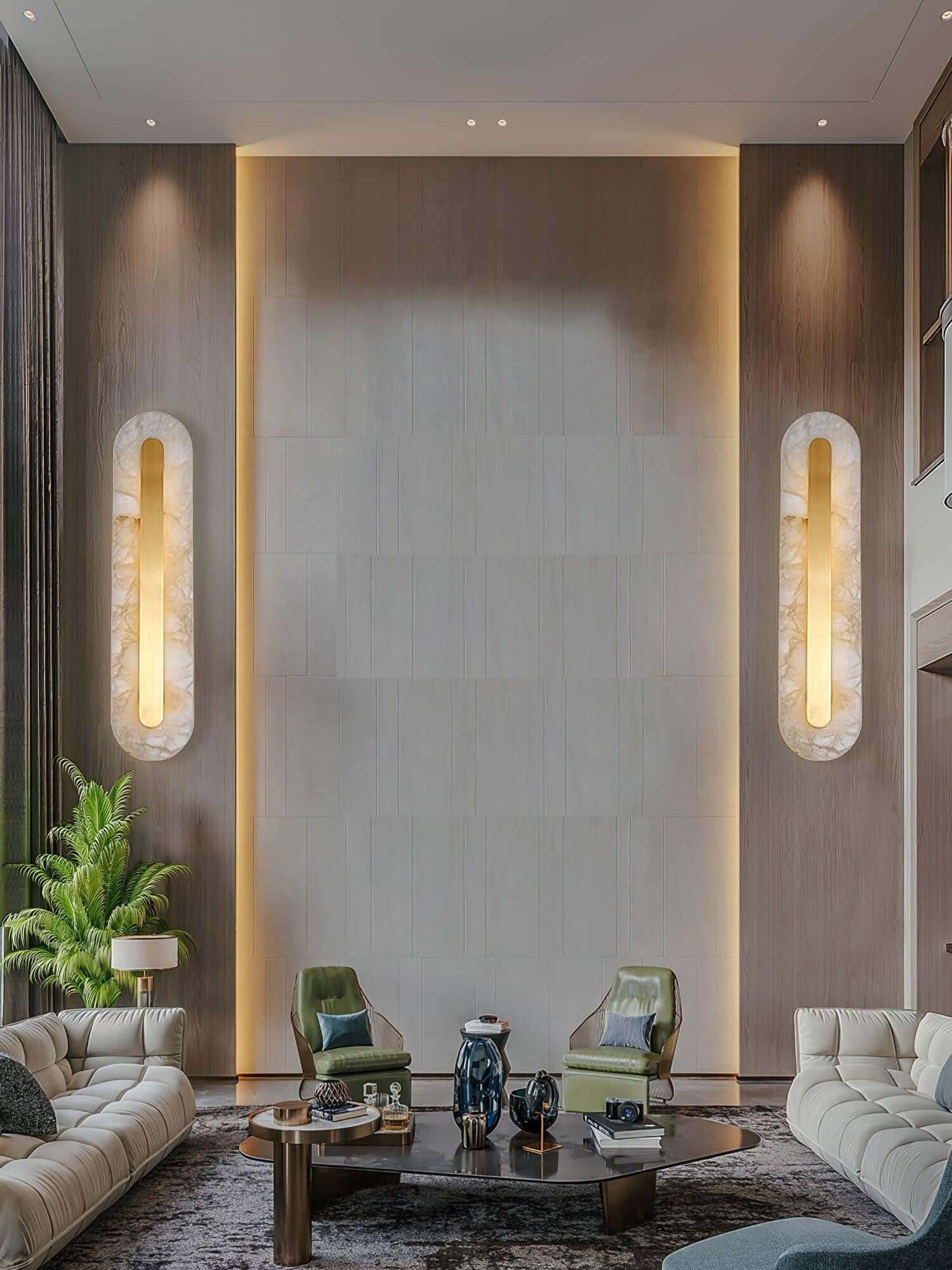 Zymera Alabaster Wall Sconce with Brass Accent Light | Rossolighting